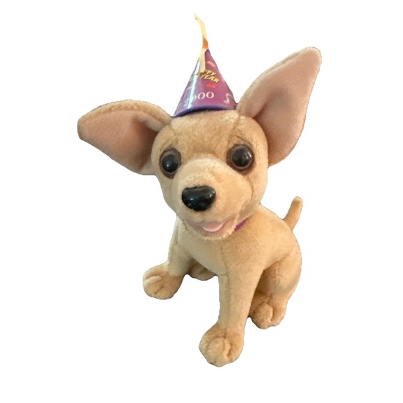 Vintage Taco Bell  Chihuahua Dog 6" Plush Stuffed 2000 Happy New Year *No Sound* - Picture 1 of 2